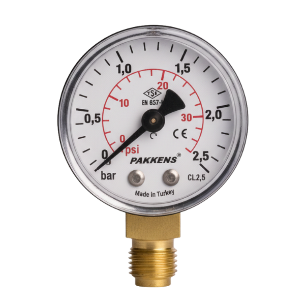Pakkens Manometre  Ø63 mm 2,5 Bar 1/4'' Alt Bağlantılı