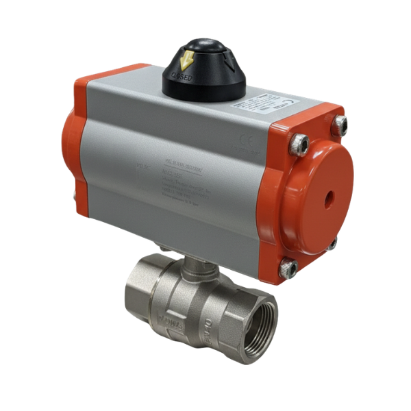 Pnömatik Aktüatörlü Pirinç Küresel Vana 1'' PN40