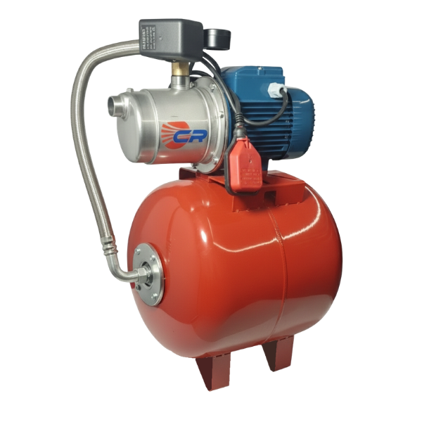 PEDROLLO 0.75 HP Packaged Pressure Booster System (4CPm 80X Pump) - 50 Litre Horizontal Tank - 220V