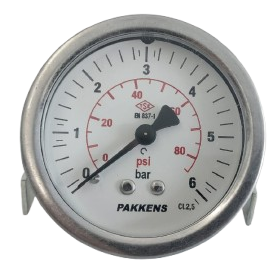 Pakkens Arka Bağlantılı Pano Tipi Manometre Ø63mm 6 bar 1/4'' Cl 2,5
