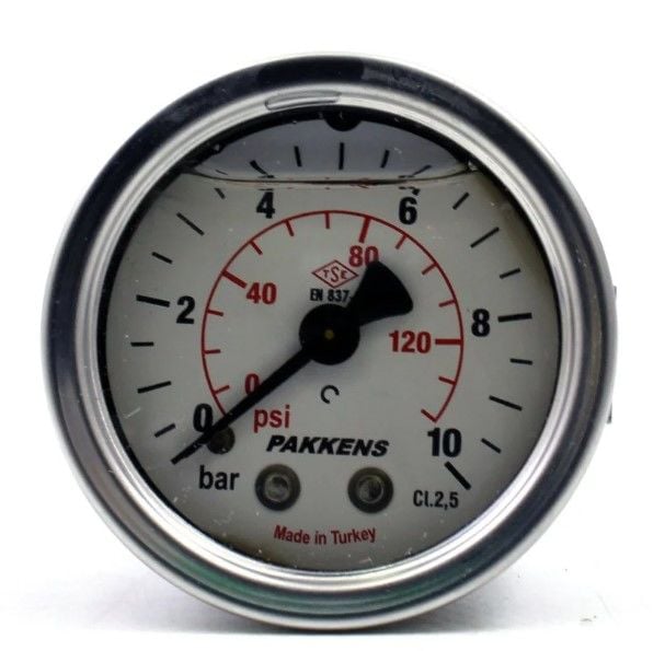 Pakkens Arka Bağlantılı Gliserinli Manometre Ø100 mm 10 Bar 1/2''