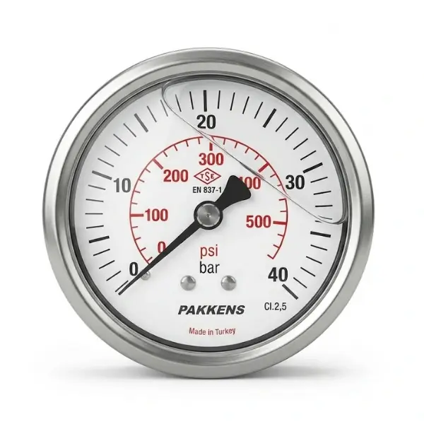 PAKKENS Arka Bağlantılı Pano Tipi Gliserinli Manometre Ø63 mm 40 Bar