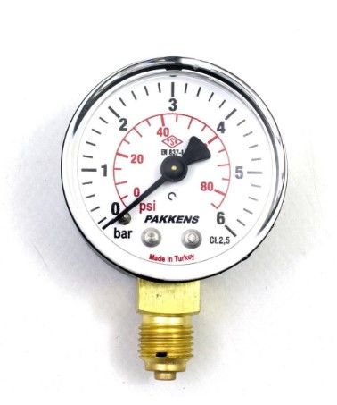 PAKKENS Alt Bağlantılı Manometre Ø63 mm 6 Bar