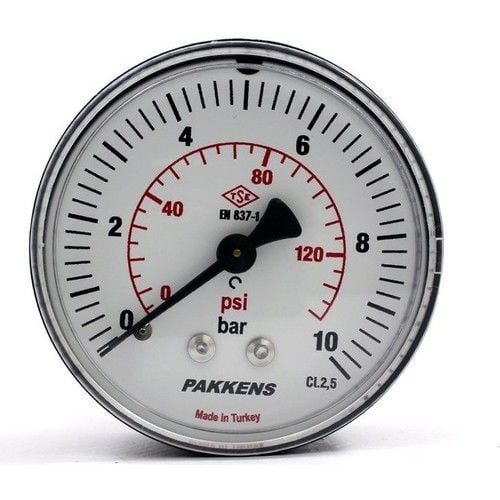 Pakkens Arka Bağlantılı Manometre Ø40 mm 10 Bar 1/8''