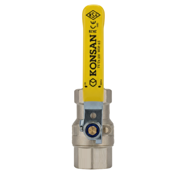 KONSAN Kilitli Doğalgaz Pirinç Küresel Vana MOP 0.5 1/2''