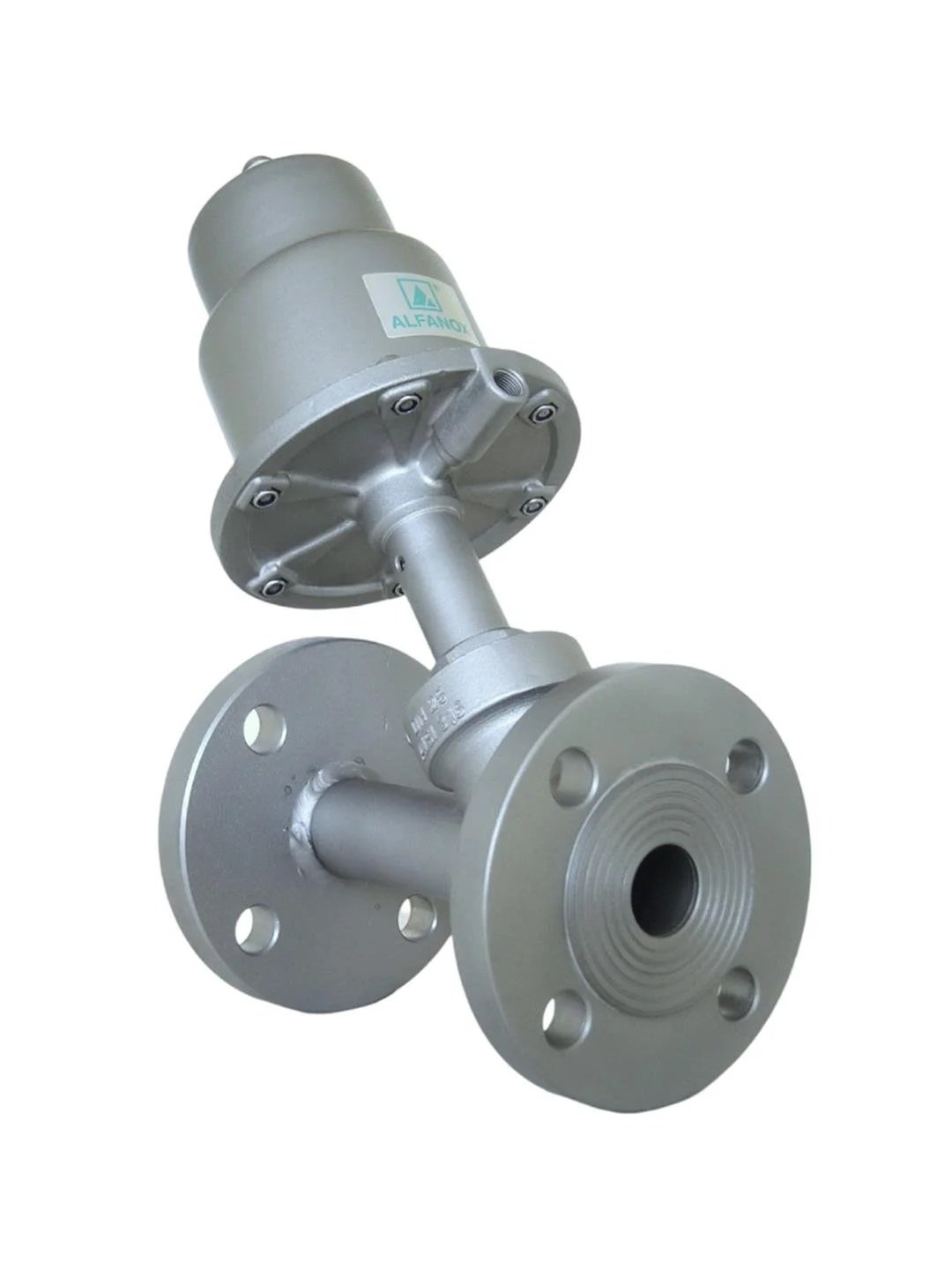 ALFANOX 301 Serisi Paslanmaz Y Tip Pnömatik On-Off Vana Flanşlı DN65 Ø125