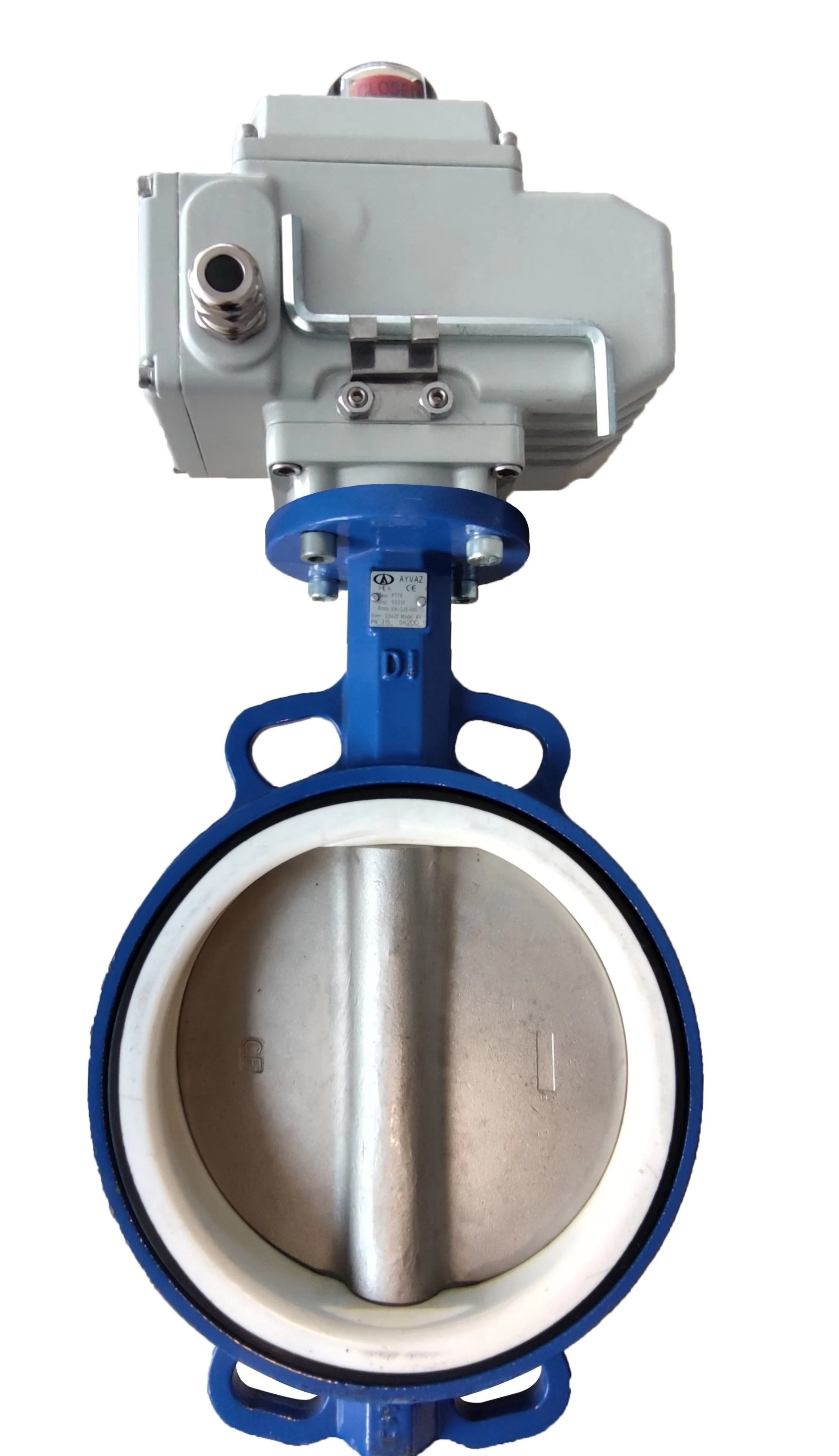 AYVAZ KV-1 Elektrik Aktüatörlü Wafer Tipi Kelebek Vana PN10 DN80