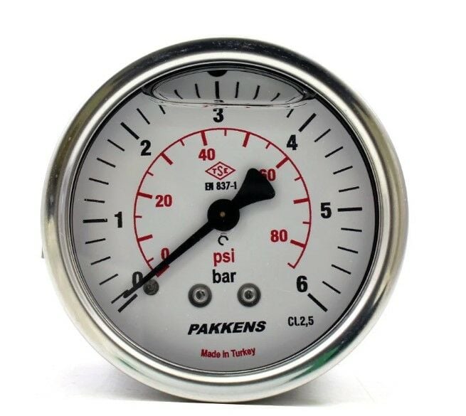 Pakkens Rear Connection Panel Mount Glycerin Manometer Ø63 mm 6 Bar 1/4''