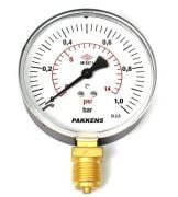 Pakkens Manometre Ø100 mm 1 Bar Alt Bağlantılı 1/2''