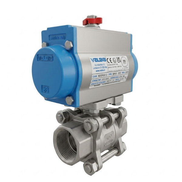 AYVAZ Aktüatörlü 3 Parçalı Paslanmaz Küresel Vana PN63 1 1/4''