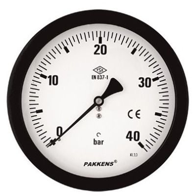 Pakkens Arka Bağlantılı Manometre Ø100 mm 400 Bar 1/4''