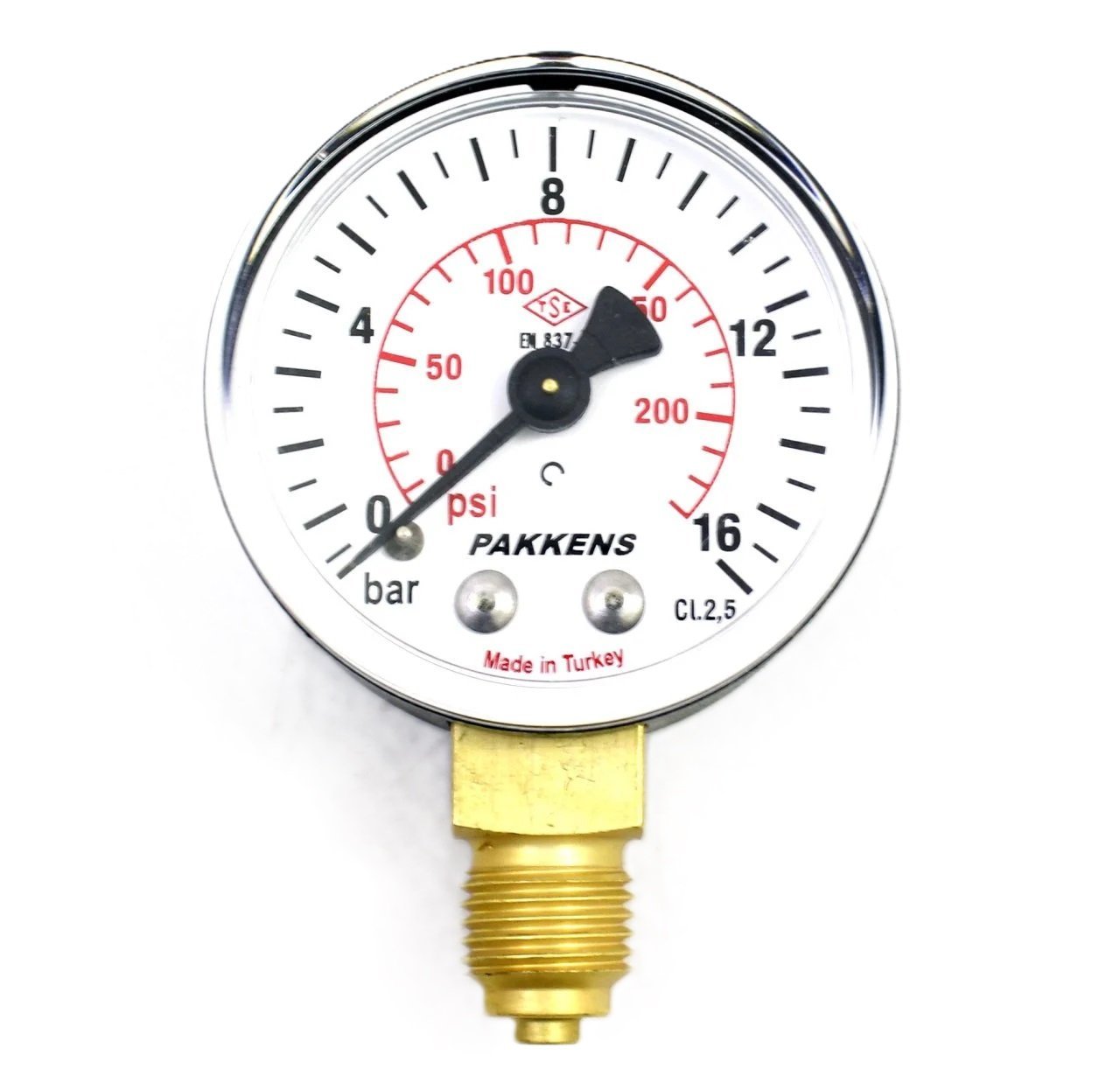 Pakkens Manometre Ø63 mm 0-16 Bar 1/4''