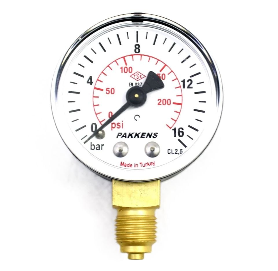Pakkens Manometre Ø63 mm 0-16 Bar 1/4''