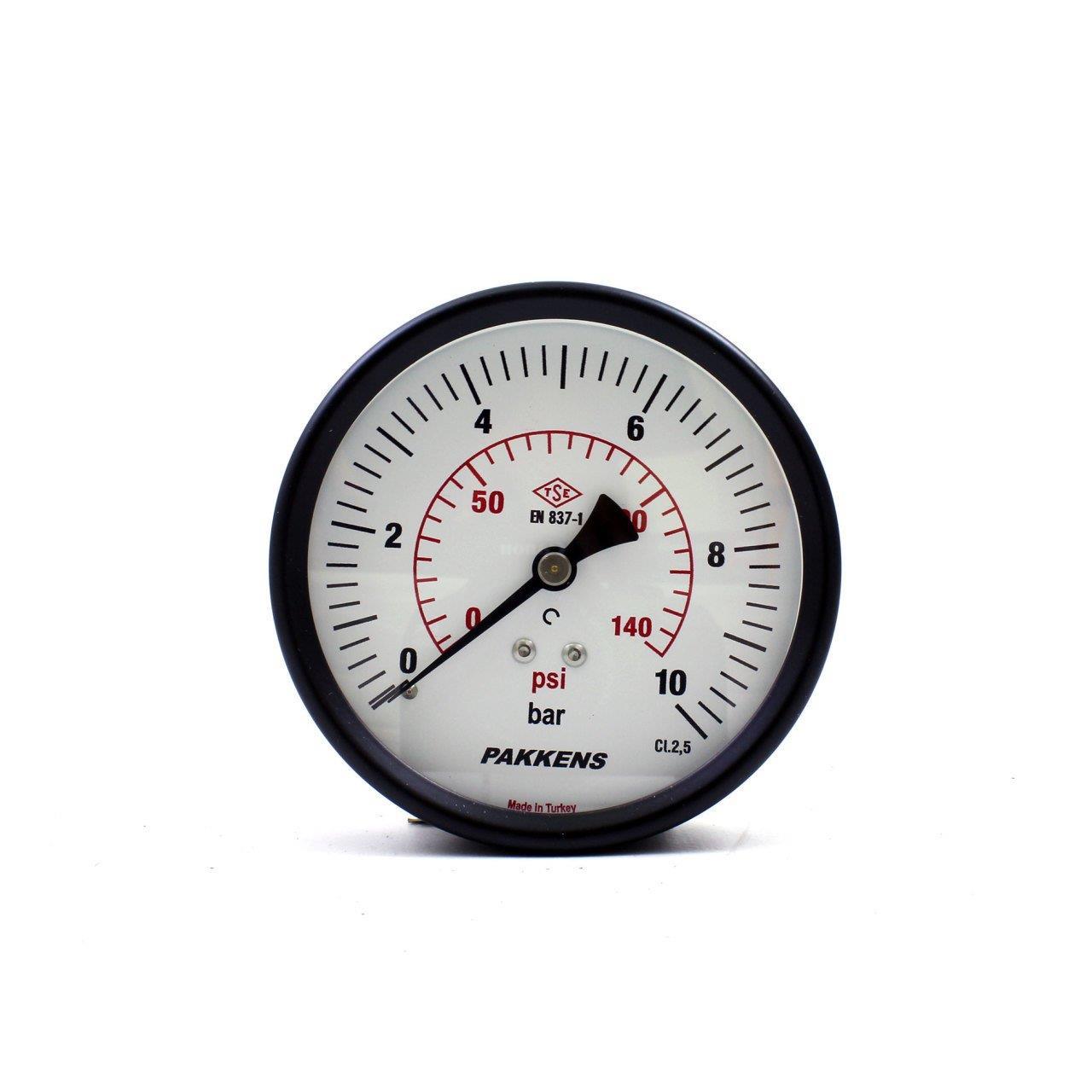 Pakkens Arka Bağlantılı Manometre Ø100 mm 10 Bar 1/4''