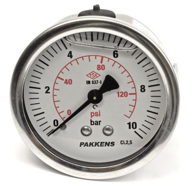 Pakkens Arka Bağlantılı Gliserinli Manometre Ø50mm 10 Bar 1/4''