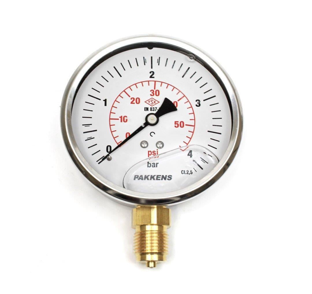 Pakkens Lower Connection Glycerin Manometer Ø100 mm 4 Bar 1/2''