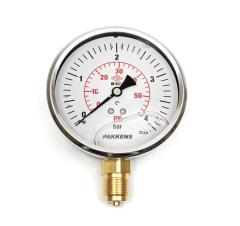 Pakkens Lower Connection Glycerin Manometer Ø100 mm 4 Bar 1/2''