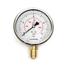 PAKKENS Alt Bağlantılı Gliserinli Manometre Ø100 mm 4 Bar 1/2''