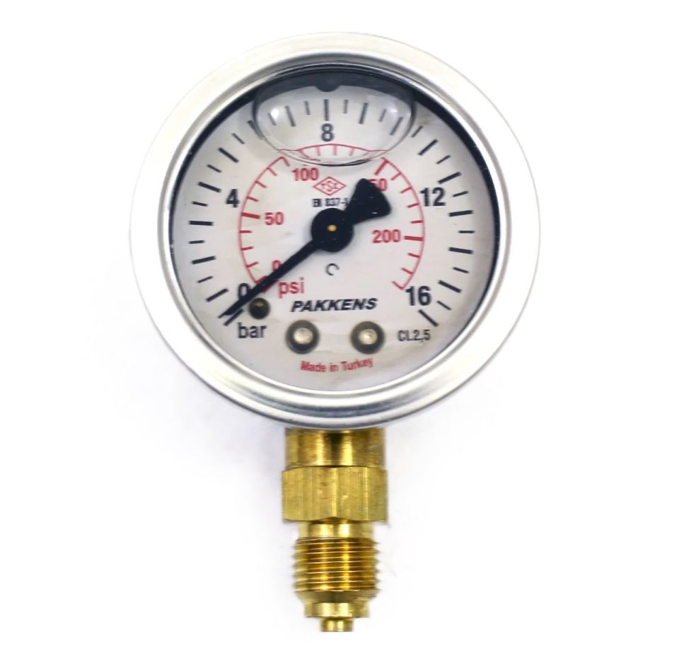 Pakkens Alt Bağlantılı Gliserinli Manometre R 1/2'' 16 Bar 100 mm