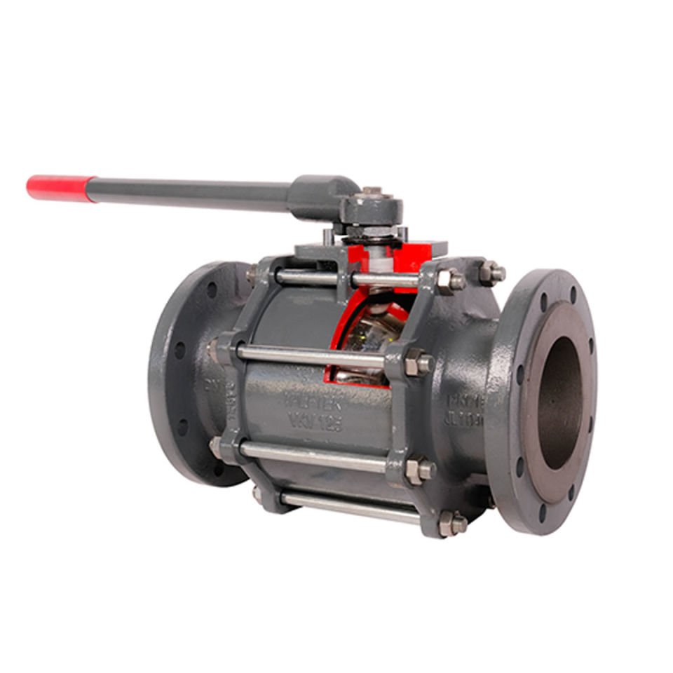 VALFTEK Ball Valve with Reduction Passage, Three-Piece, DN150-125 PN16