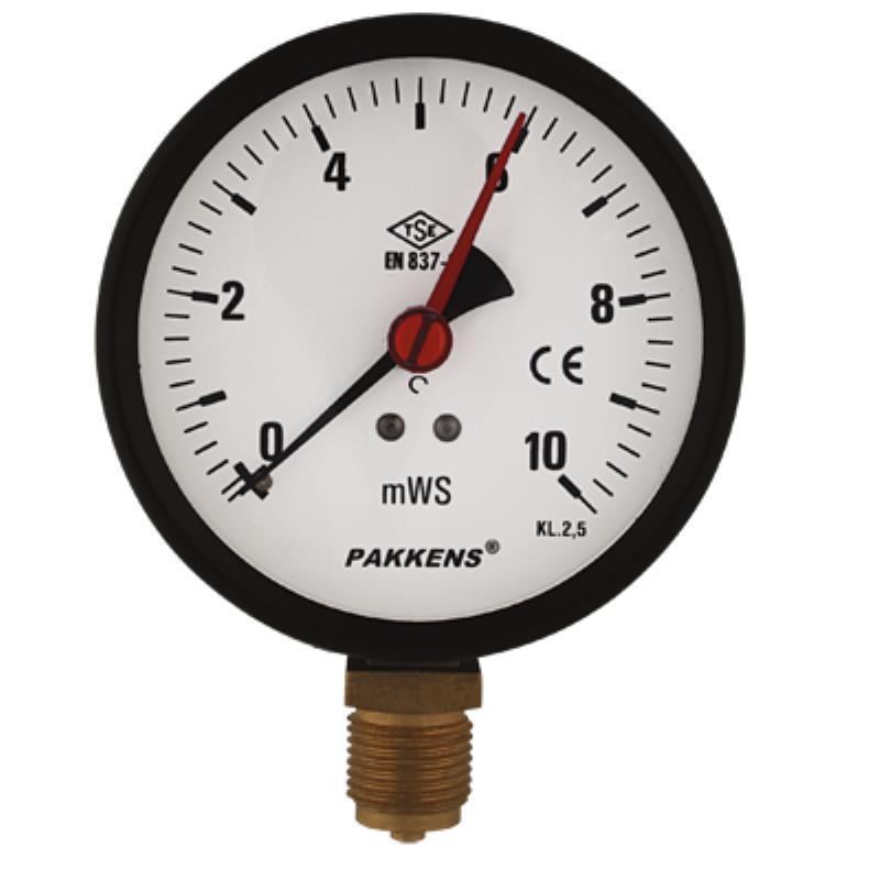 Pakkens Hidrometre  Alttan Çıkışlı Ø100 10 mWS Kl 2,5