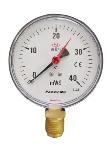 Pakkens Alt Bağlantılı Hidrometre Ø100 mm 40 mWS 1/2''