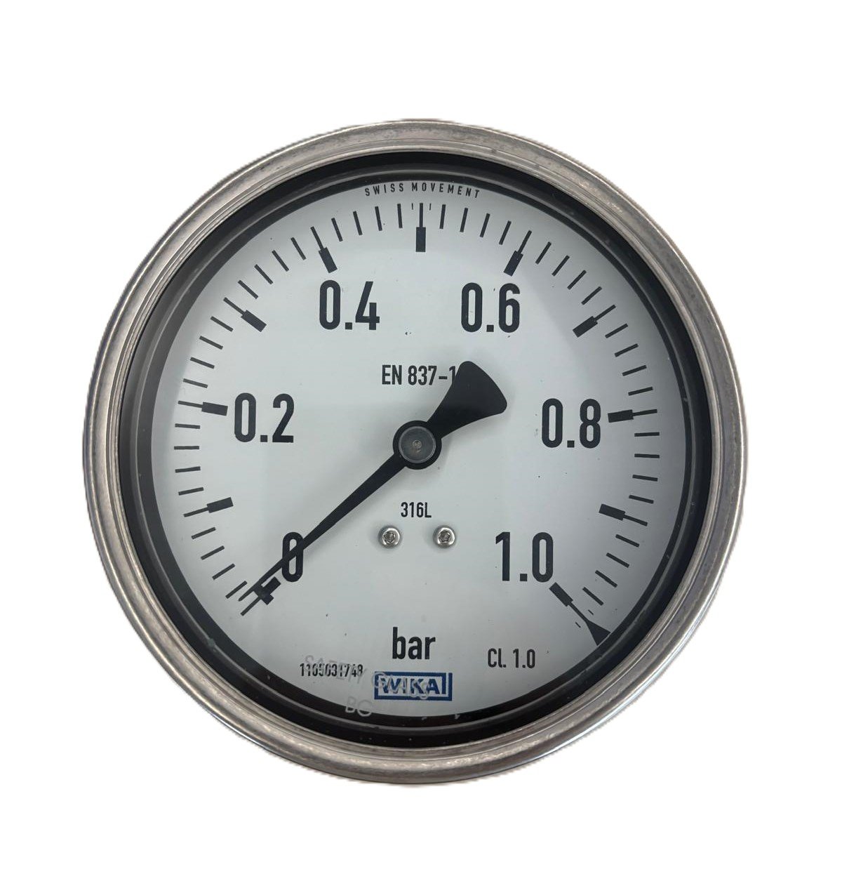 WIKA 232.50.100 Arka Bağlantılı Ekseni Kaçık Manometre Ø100mm 1 Bar CL 1,0