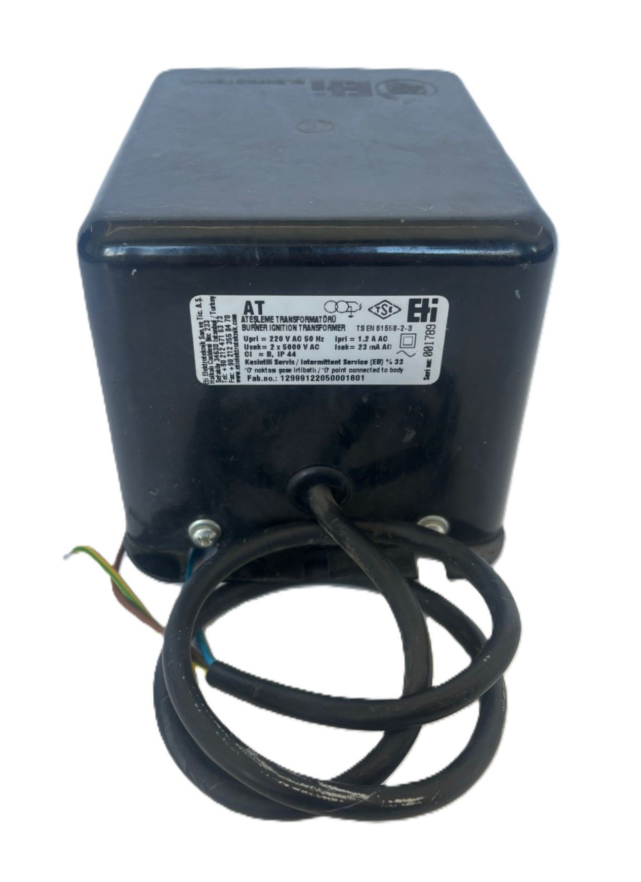 ETİ VDE 0550 Ateşleme Trafosu 2x5000 V AC %33