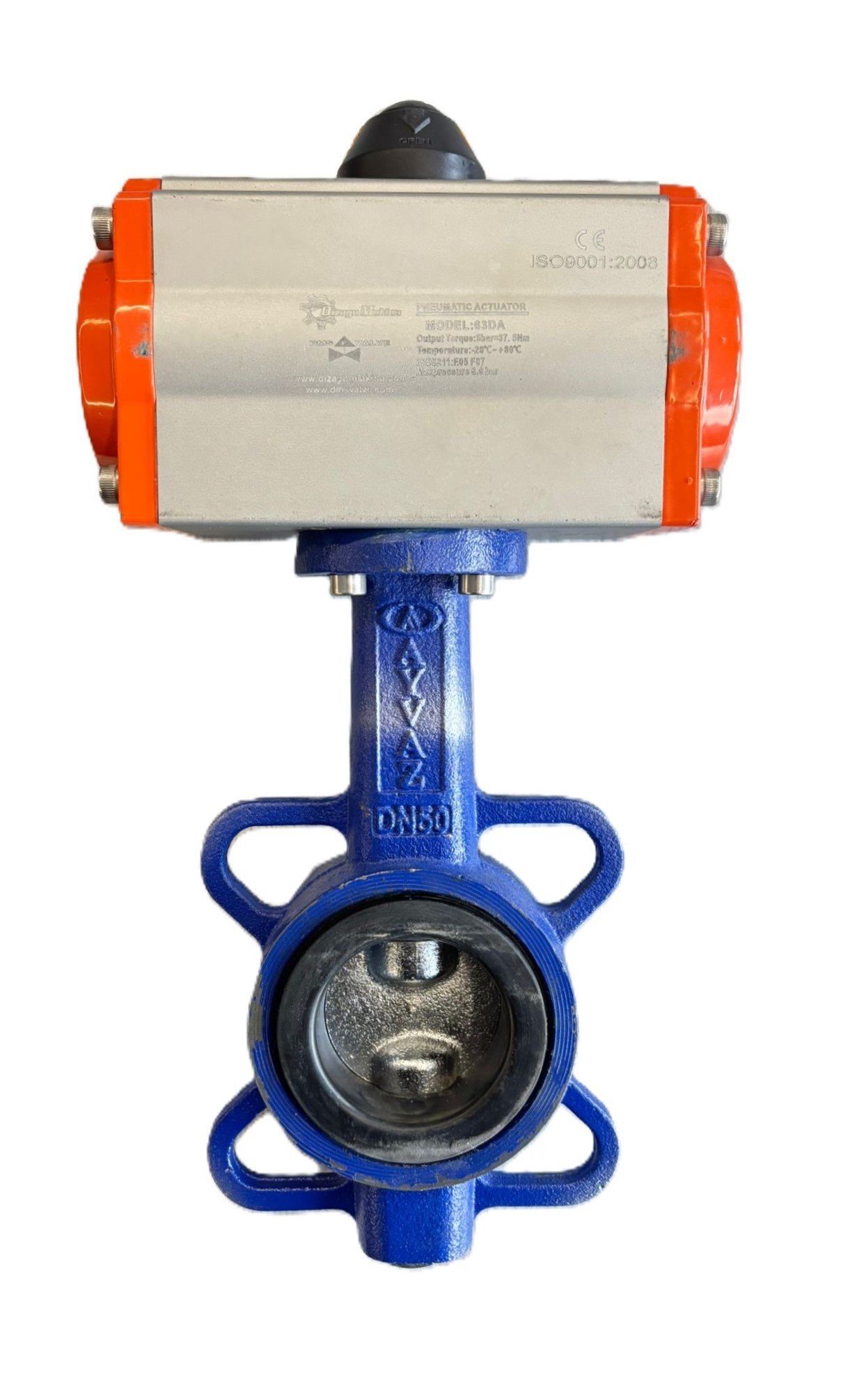 AYVAZ KVA7 Pnömatik Aktüatörlü Kelebek Vana DN50