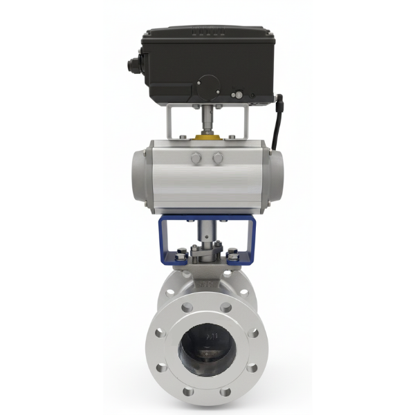 Pnömatik Oransal Kontrol Segment Küresel Vanası DN80 PN16