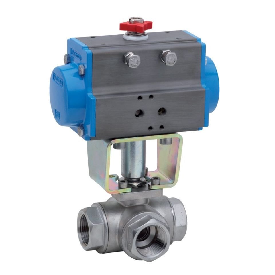 Valbia 8P00590004 Stainless Ball Valve with Actuator 3 Way 'L' Port 1/2'' PN63
