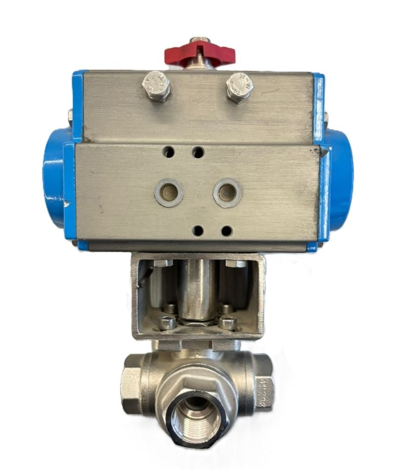 Valbia 8P00590004 Aktüatörlü Paslanmaz Küresel Vana 3 Yollu 'L' Port  1/2'' PN63