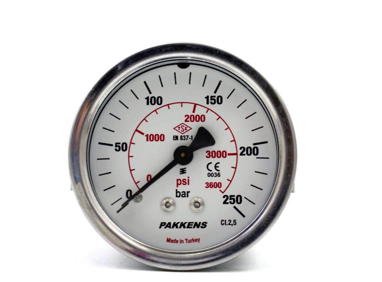 Pakkens Arka Bağlantılı Pano Tipi Manometre Ø63 mm 250 Bar 1/4''