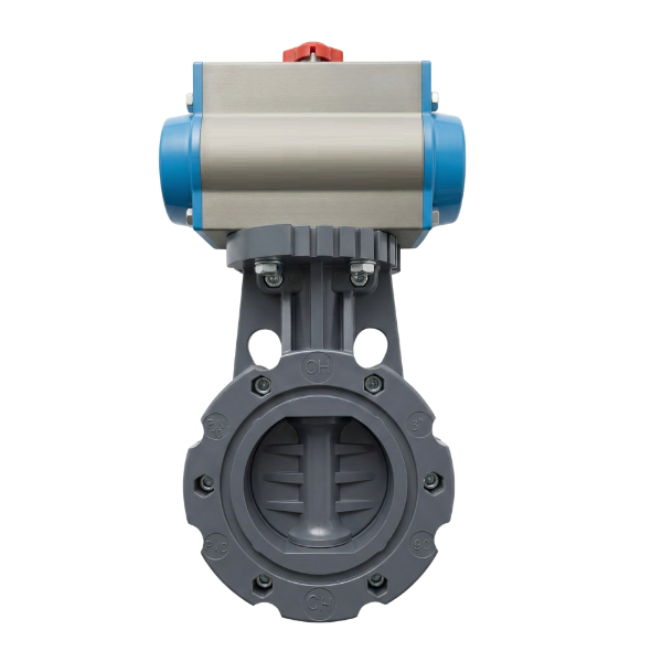 Pnömatik Aktüatörlü U-PVC Kelebek Vana DN80