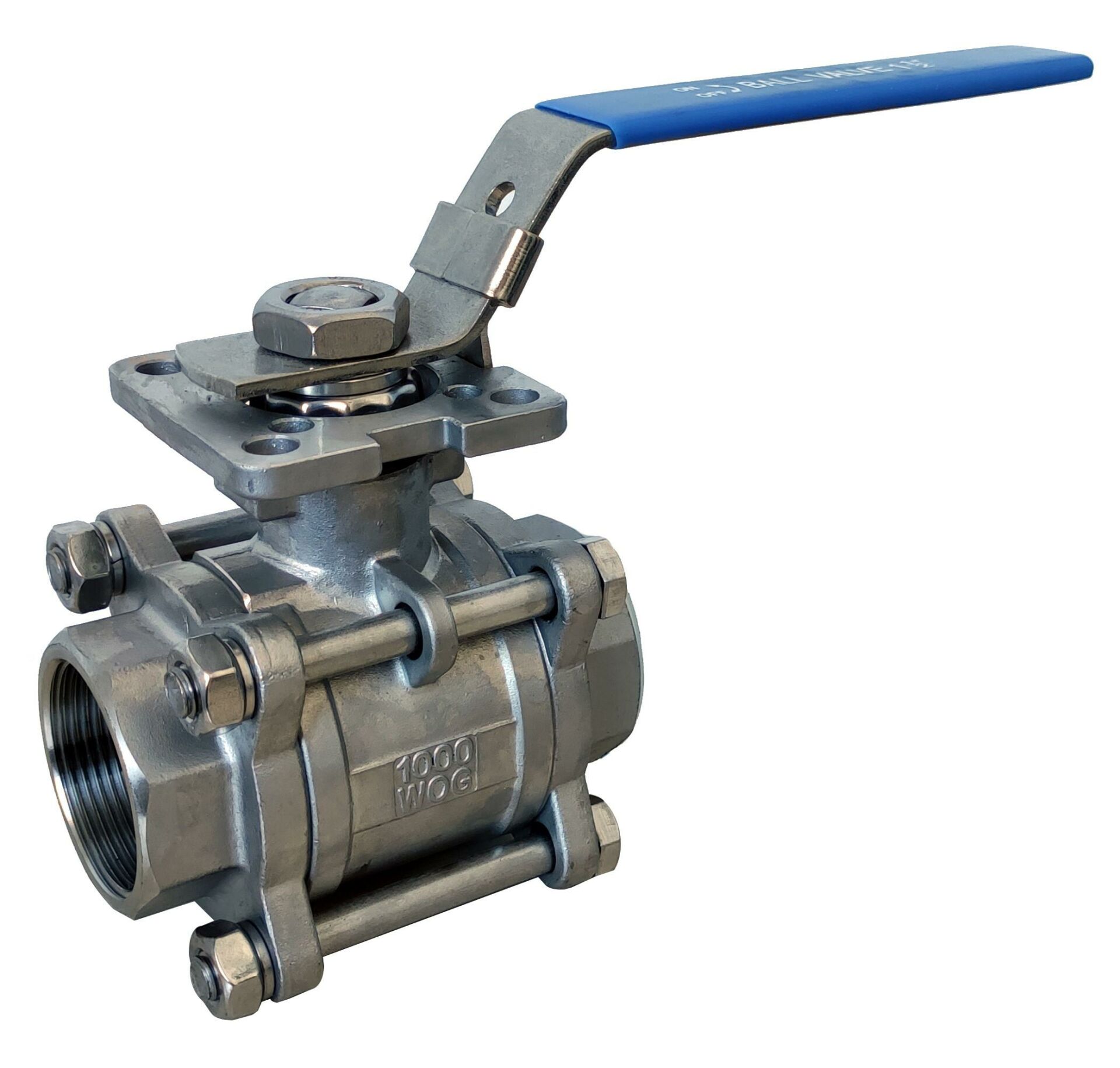 Paslanmaz Küresel Vana 1/2'' Aktüatör Takılabilir Üç  Parçalı AISI304