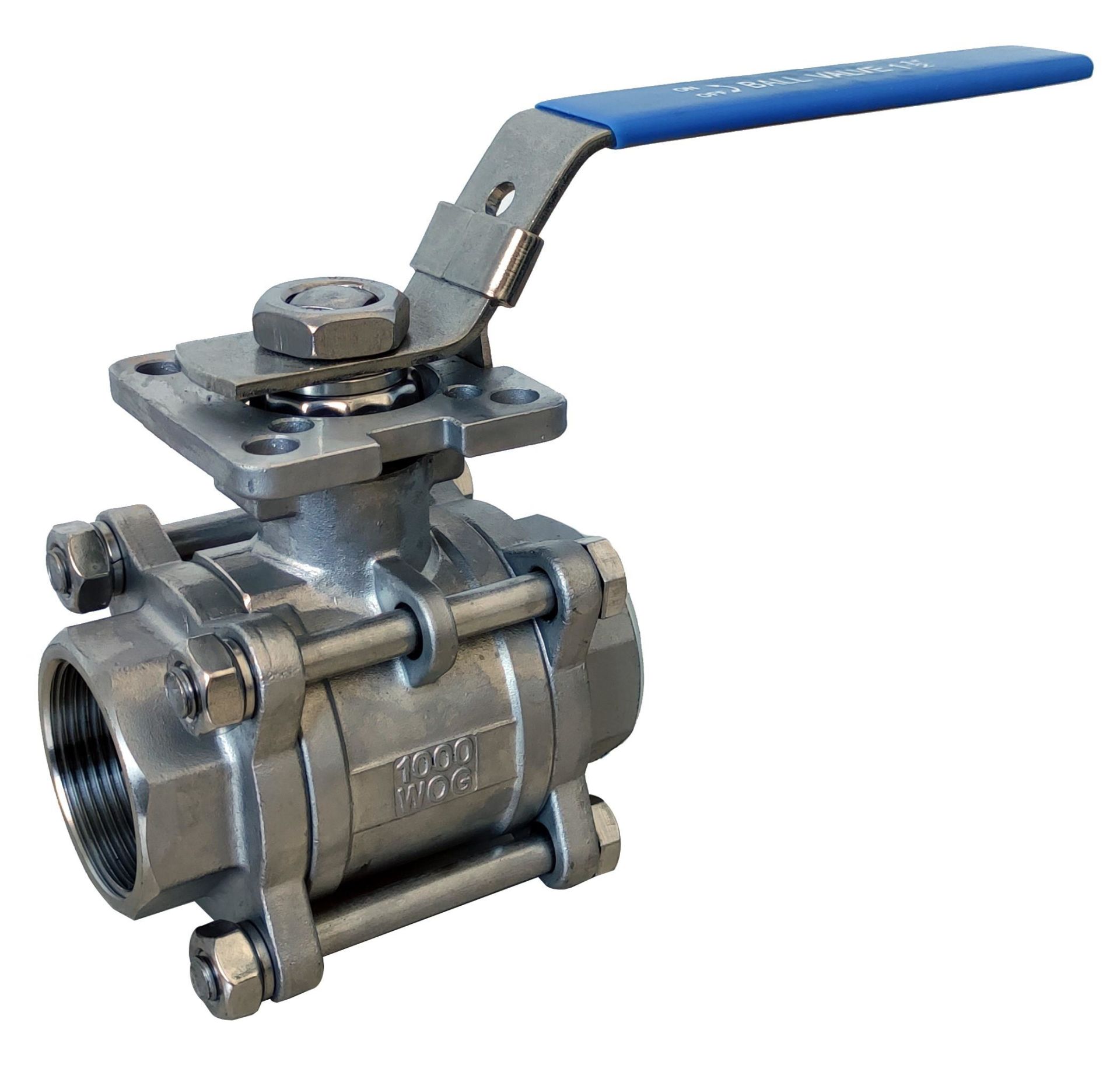 Paslanmaz Küresel Vana 11/2'' Aktüatör Takılabilir Üç Parçalı AISI304