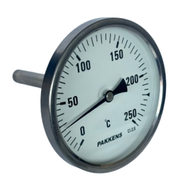 Pakkens Arka Bağlantılı Bi-Metal Termometre Ø100mm 250°C 10cm 1/2'' CL 2.0