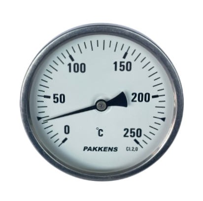 Pakkens Arka Bağlantılı Bi-Metal Termometre Ø100mm 250°C 10cm 1/2'' CL 2.0