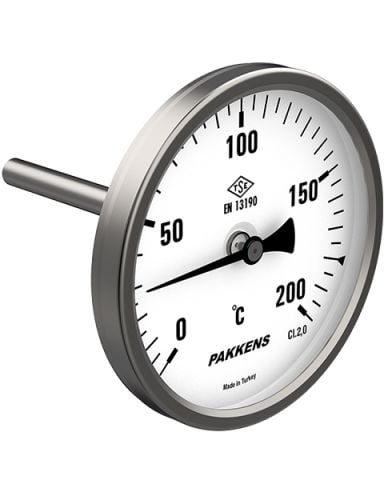 PAKKENS Arka Bağlantılı Bi-Metal Termometre Ø100mm 500°C
