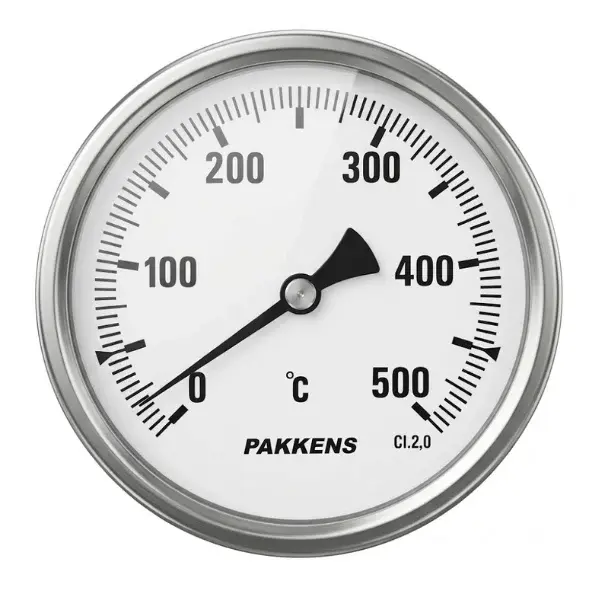 PAKKENS Arka Bağlantılı Bi-Metal Termometre Ø100mm 500°C 10cm