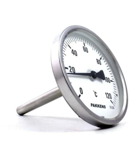 Pakkens Arka Bağlantılı Bi-Metal Termometre Ø100mm 250°C 1/2'' 15cm CL 2,0