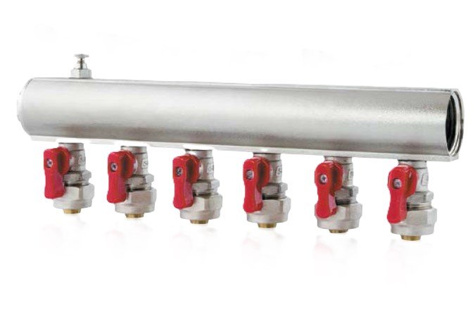 TDS 1'' Mini Vanalı Kollektör PE-XB 5 Ağızlı - Ø17mm x 2mm Kırmızı