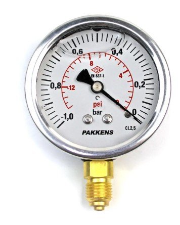 Pakkens Alt Bağlantılı Gliserinli Tip Manovakummetre Ø63 mm -1/+5 Bar 1/4''