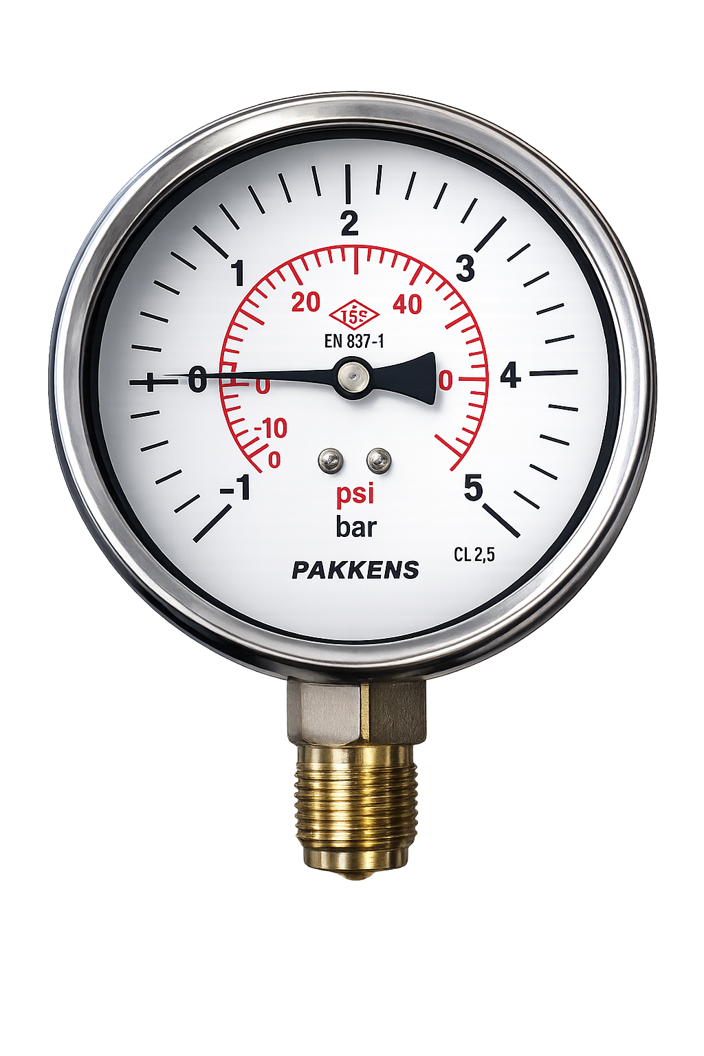 PAKKENS Alt Bağlantılı Gliserinli Manovakummetre Ø63 mm -1/+5 Bar