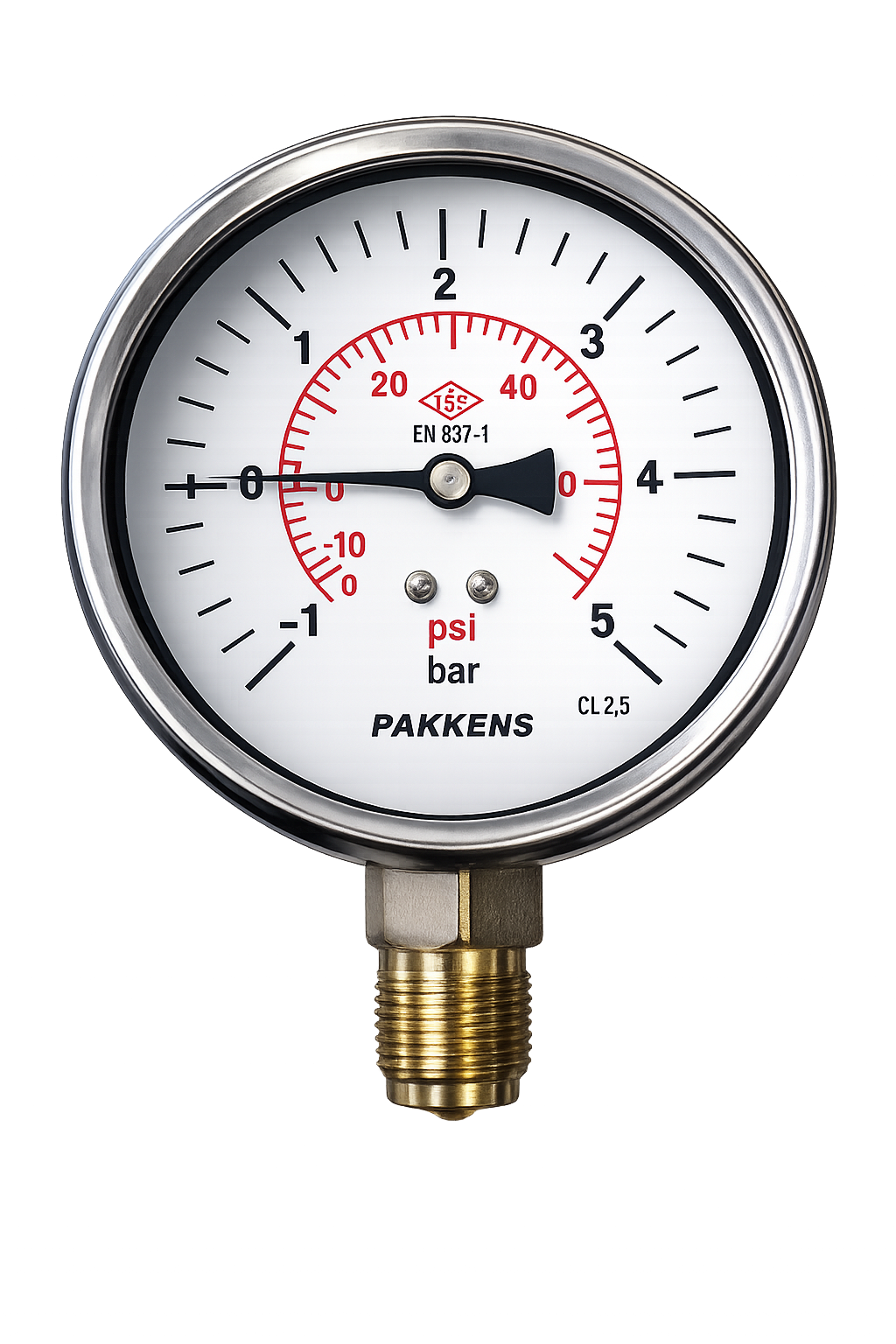PAKKENS Alt Bağlantılı Gliserinli Manovakummetre Ø100 mm -1+5 Bar
