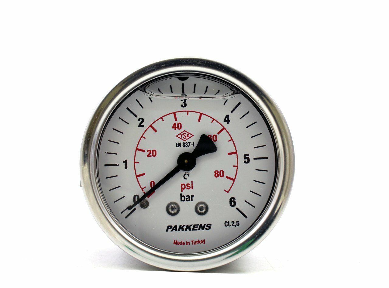 PAKKENS Arka Bağlantılı Gliserinli Manometre Ø50mm 0-6 Bar