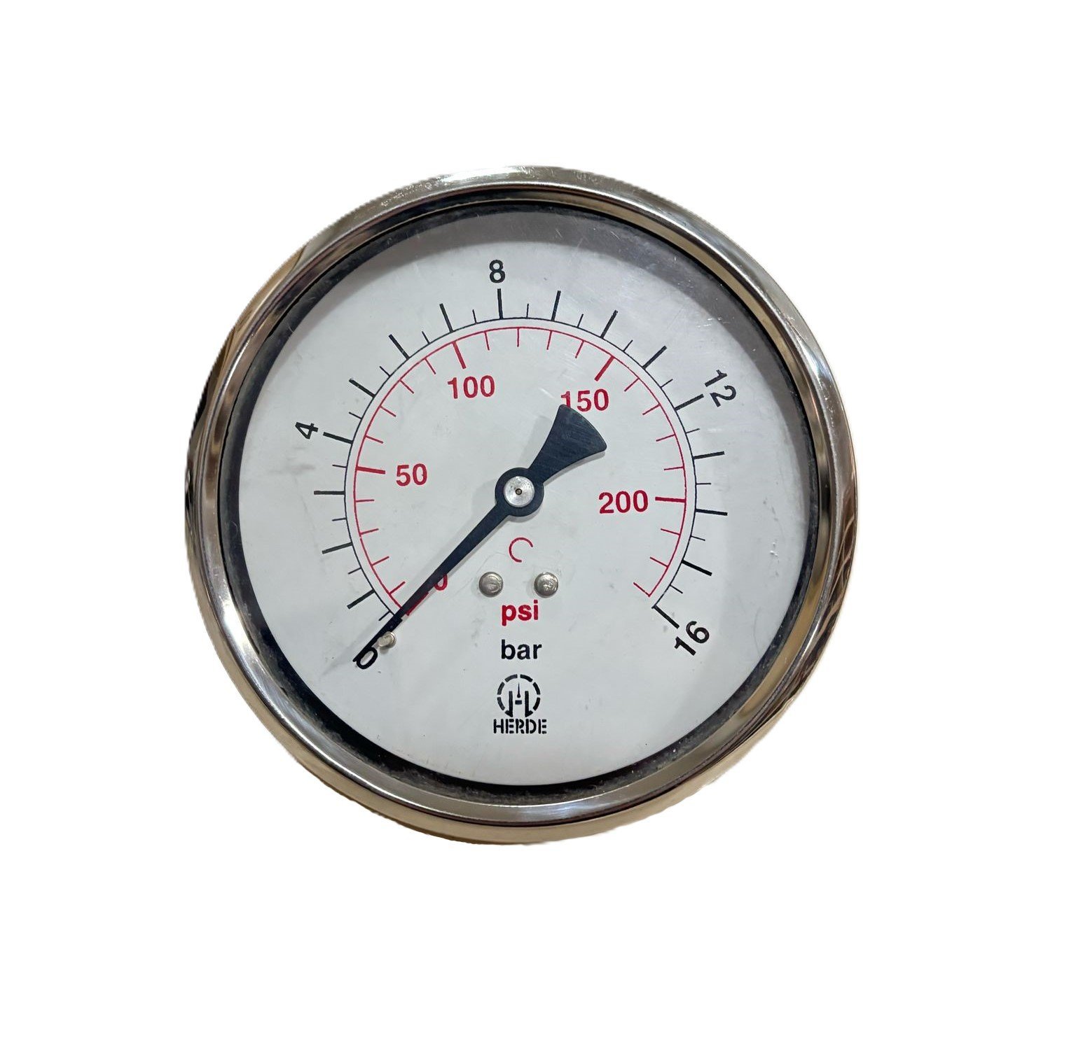 HERDE Gliserinli Manometre Ø100 mm 16 Bar Arka Bağlantılı