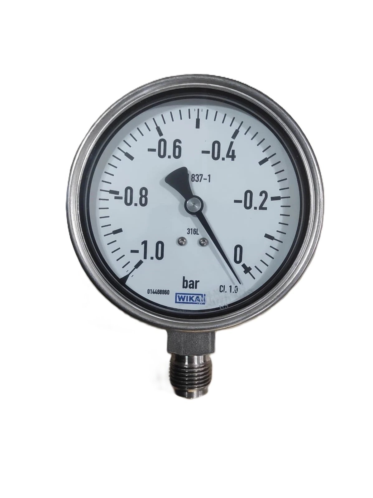 WIKA 232.50.100 Paslanmaz Alt Bağlantılı Vakummetre Ø100mm -1 Bar CL 1.0