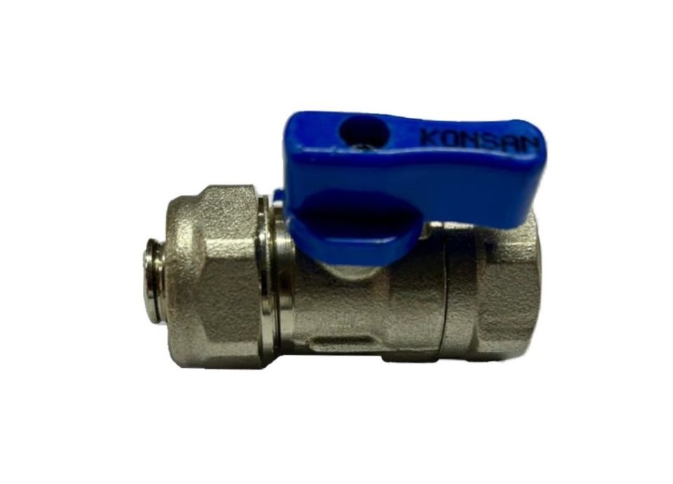 Мини сферичен кран с фитинг Konsan син 1/2''