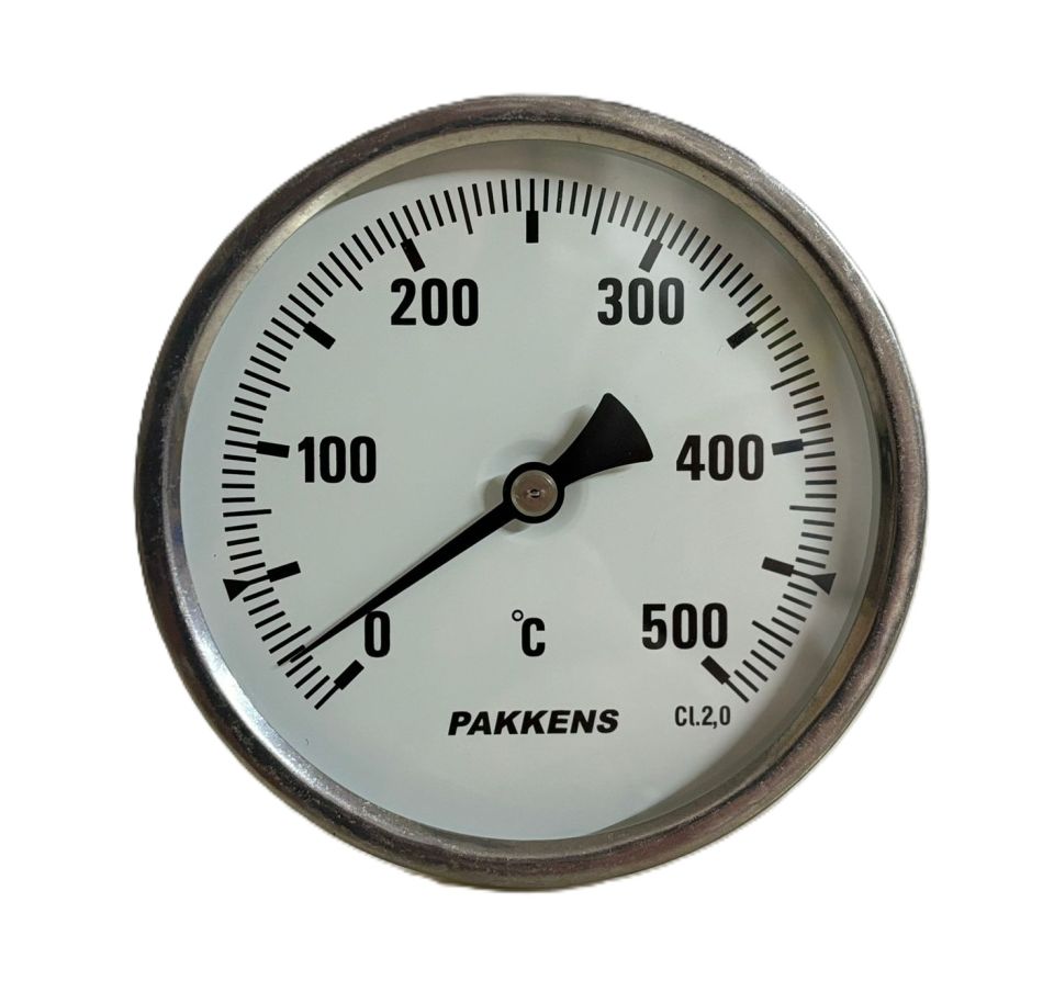 PAKKENS Rear Mount Bimetal Thermometer Ø100mm 500°C 1/2